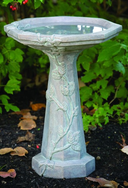 Vine Bird Bath Large Botanical Sculpture Heavy Weight Durable Classical